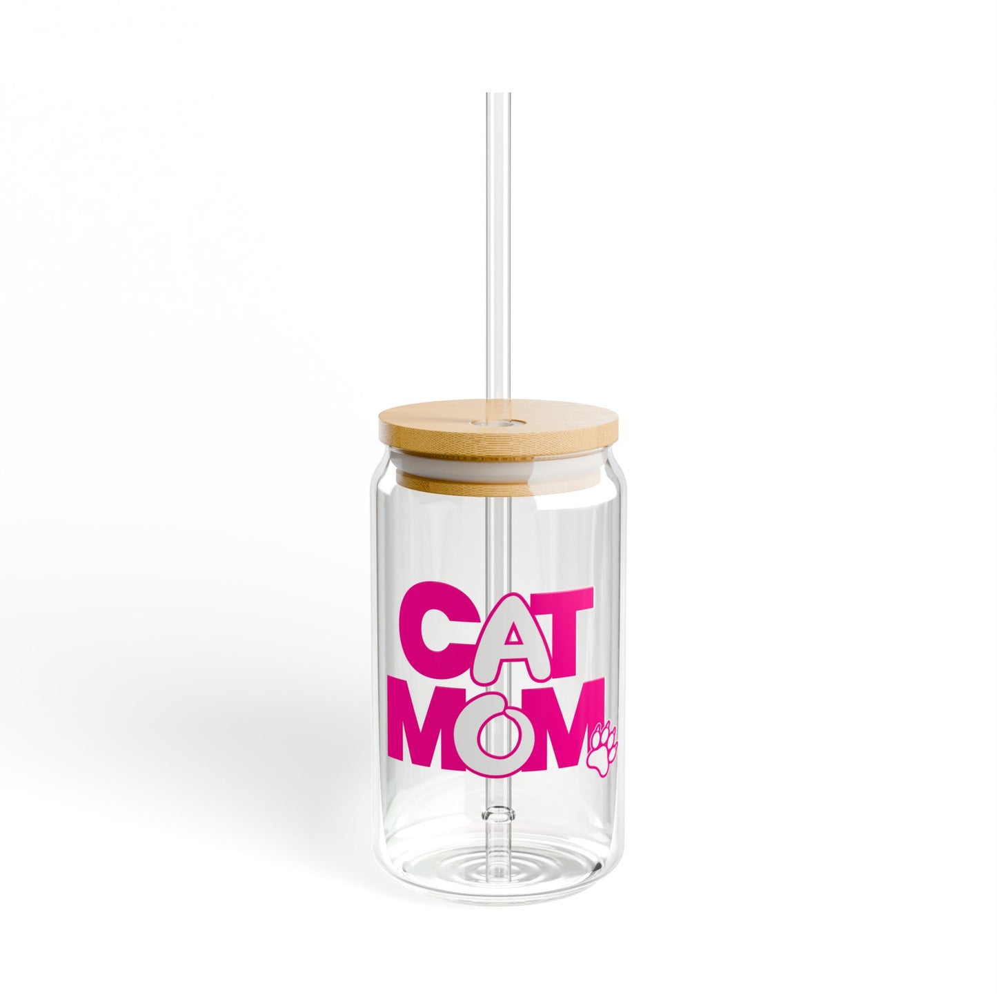 Cat mom pink Sipper Glass