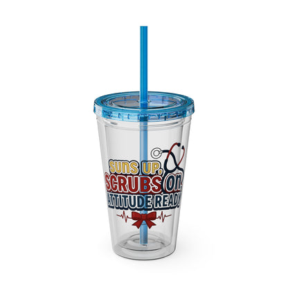 Suns up, scrubs on, attitude ready Clear Insulated Cup