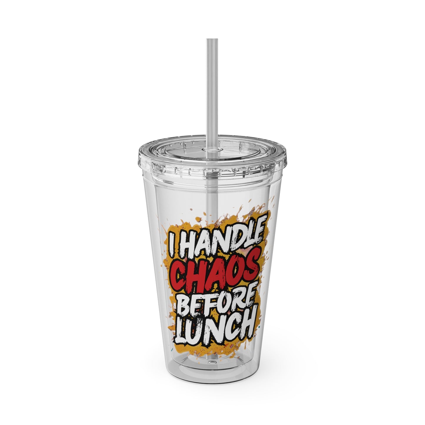 I handle chaos before lunch Clear Insulated Cup
