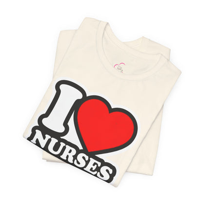 I love nurses faux sticker T-shirt