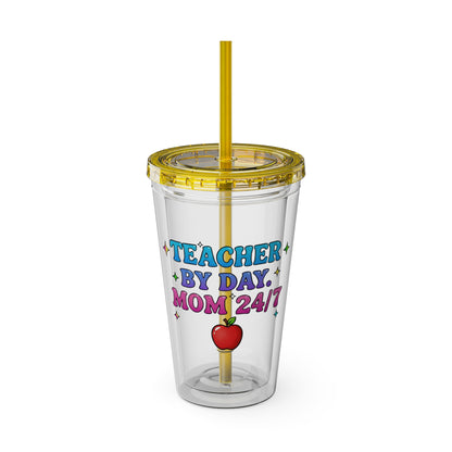 Teacher by day mom 24/7 Clear Insulated Cup