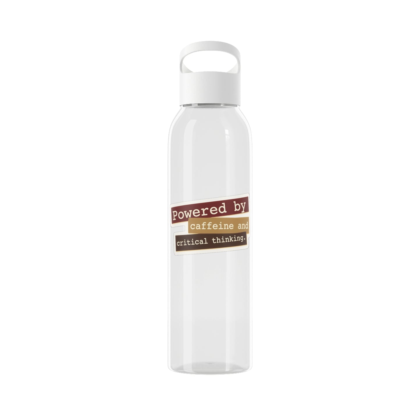 Powered by caffeine and critical thinking Water Bottle