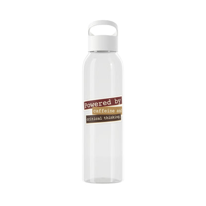 Powered by caffeine and critical thinking Water Bottle