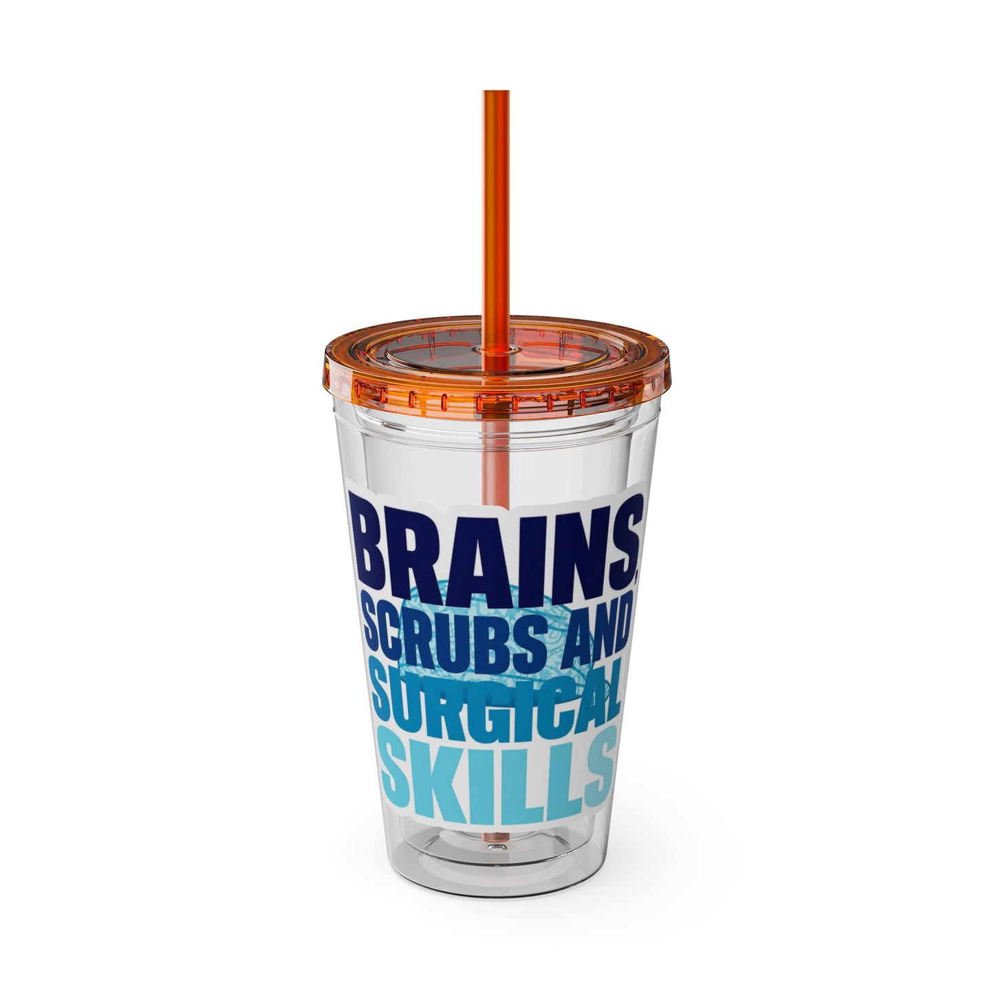Brains, scrubs and surgical skills blue Clear Insulated Cup