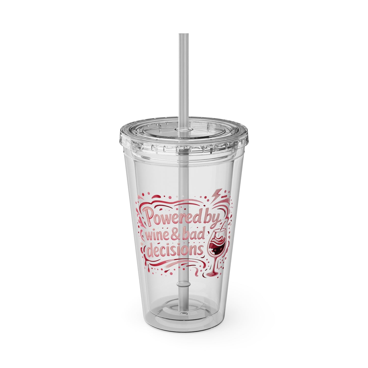 Powered by wine and bad decisions Clear Insulated Cup