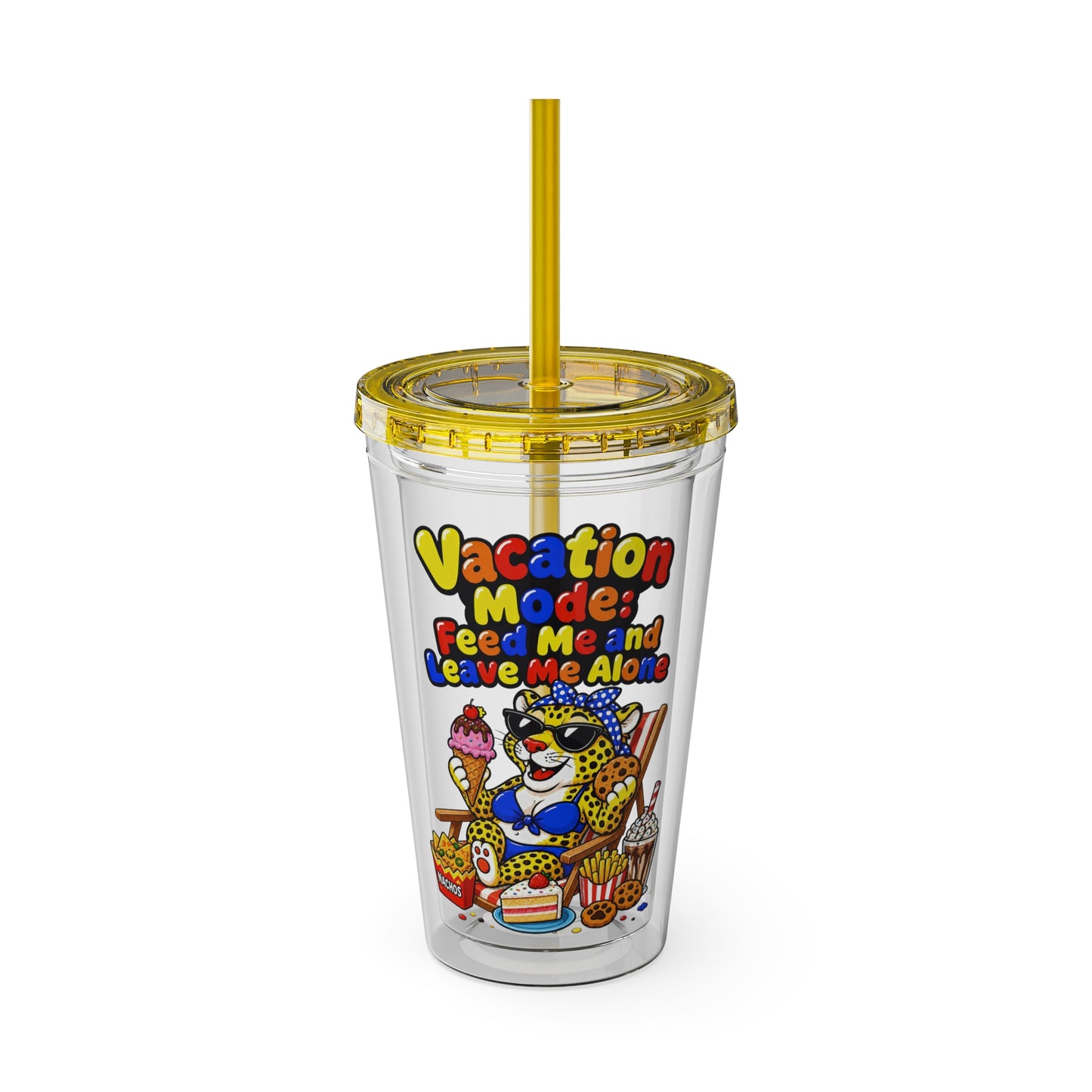 Vacation mode feed me and leave me alone Clear Insulated Cup