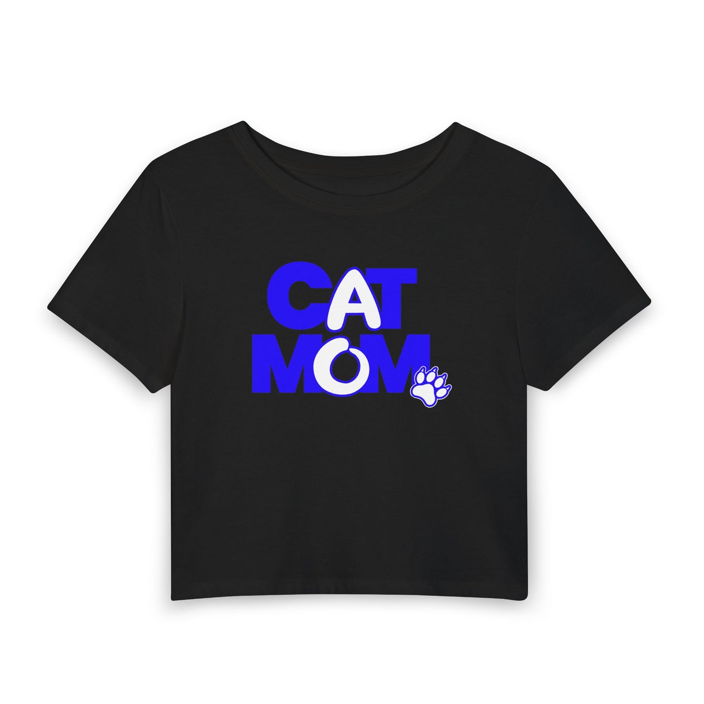 Cat mom blue Crop Tee