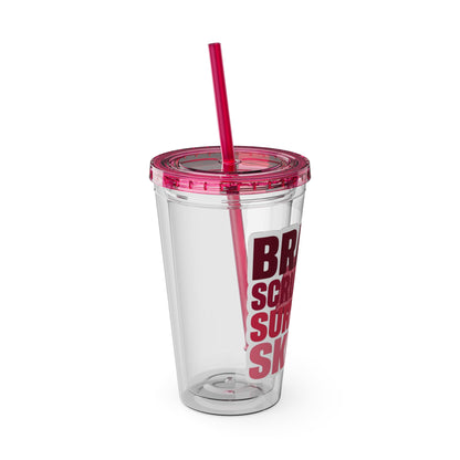 Brains, scrubs and surgical skills pink Clear Insulated Cup