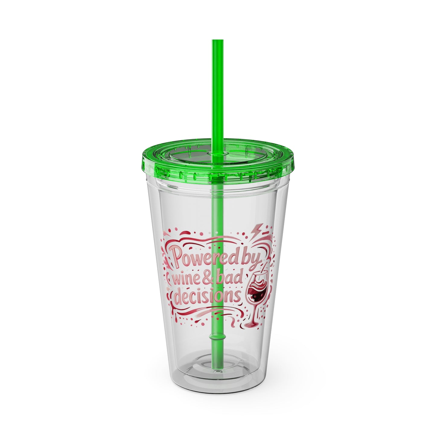 Powered by wine and bad decisions Clear Insulated Cup