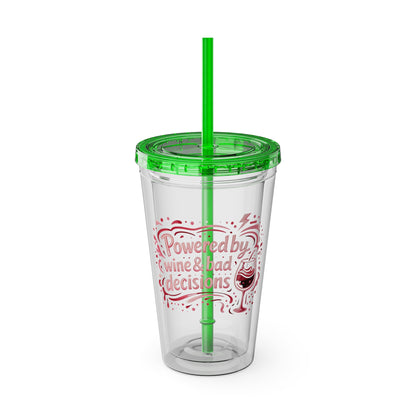 Powered by wine and bad decisions Clear Insulated Cup
