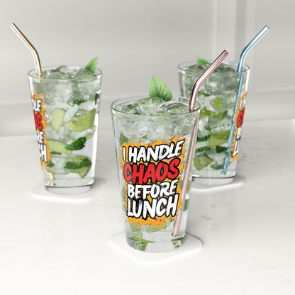 I handle chaos before lunch Beer Glass