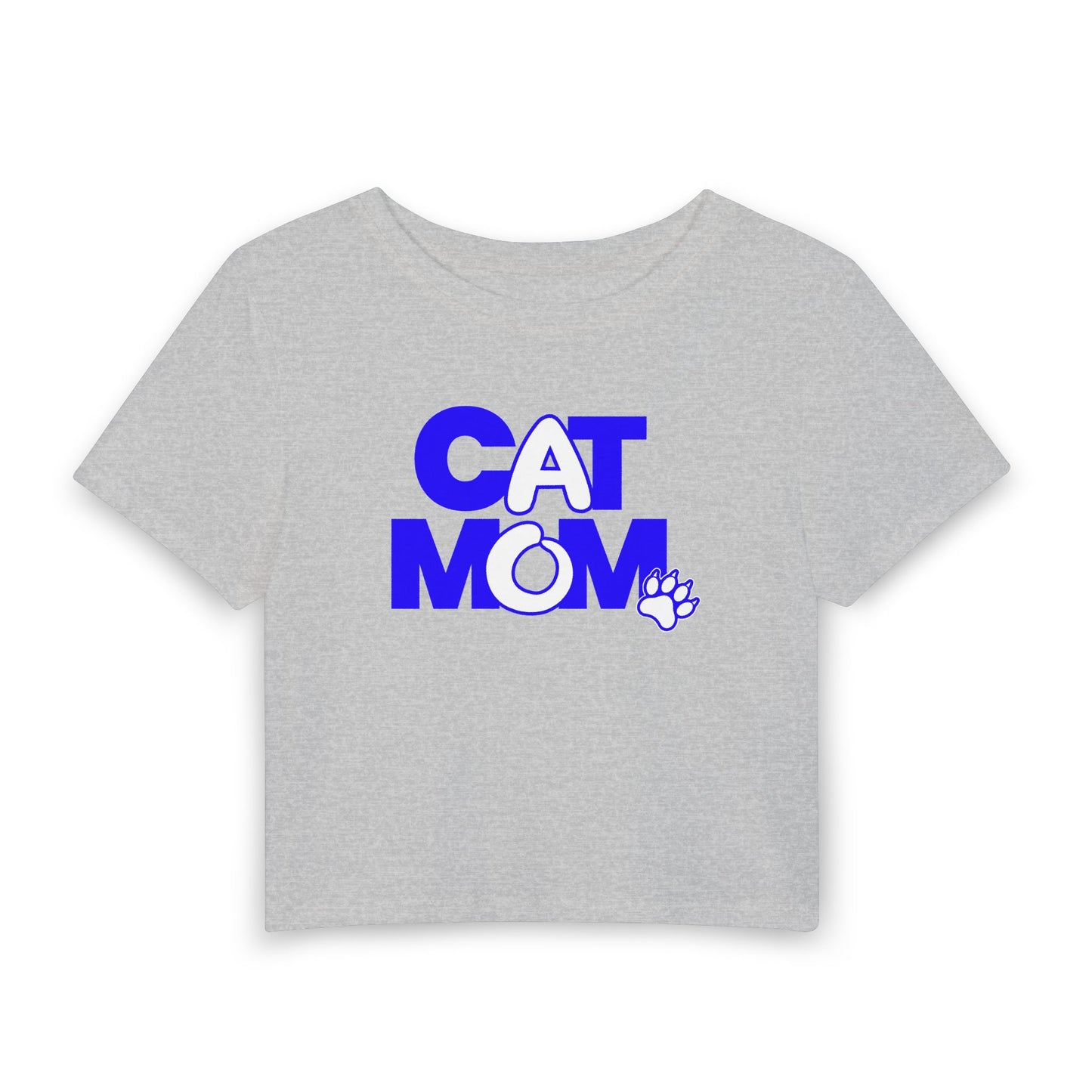 Cat mom blue Crop Tee