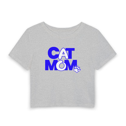 Cat mom blue Crop Tee
