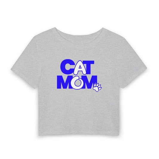 Cat mom blue Crop Tee