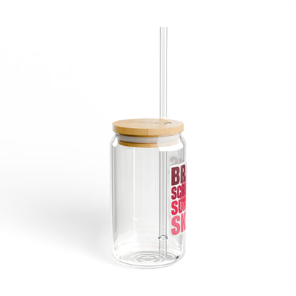 Brains, scrubs and surgical skills pink Sipper Glass