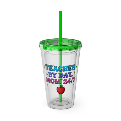 Teacher by day mom 24/7 Clear Insulated Cup