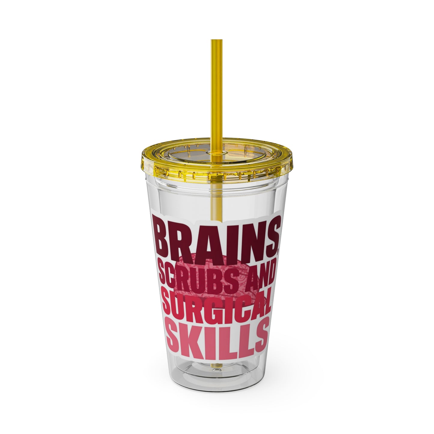 Brains, scrubs and surgical skills pink Clear Insulated Cup