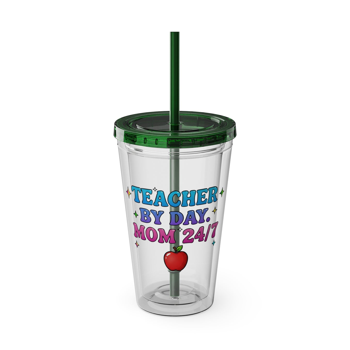 Teacher by day mom 24/7 Clear Insulated Cup