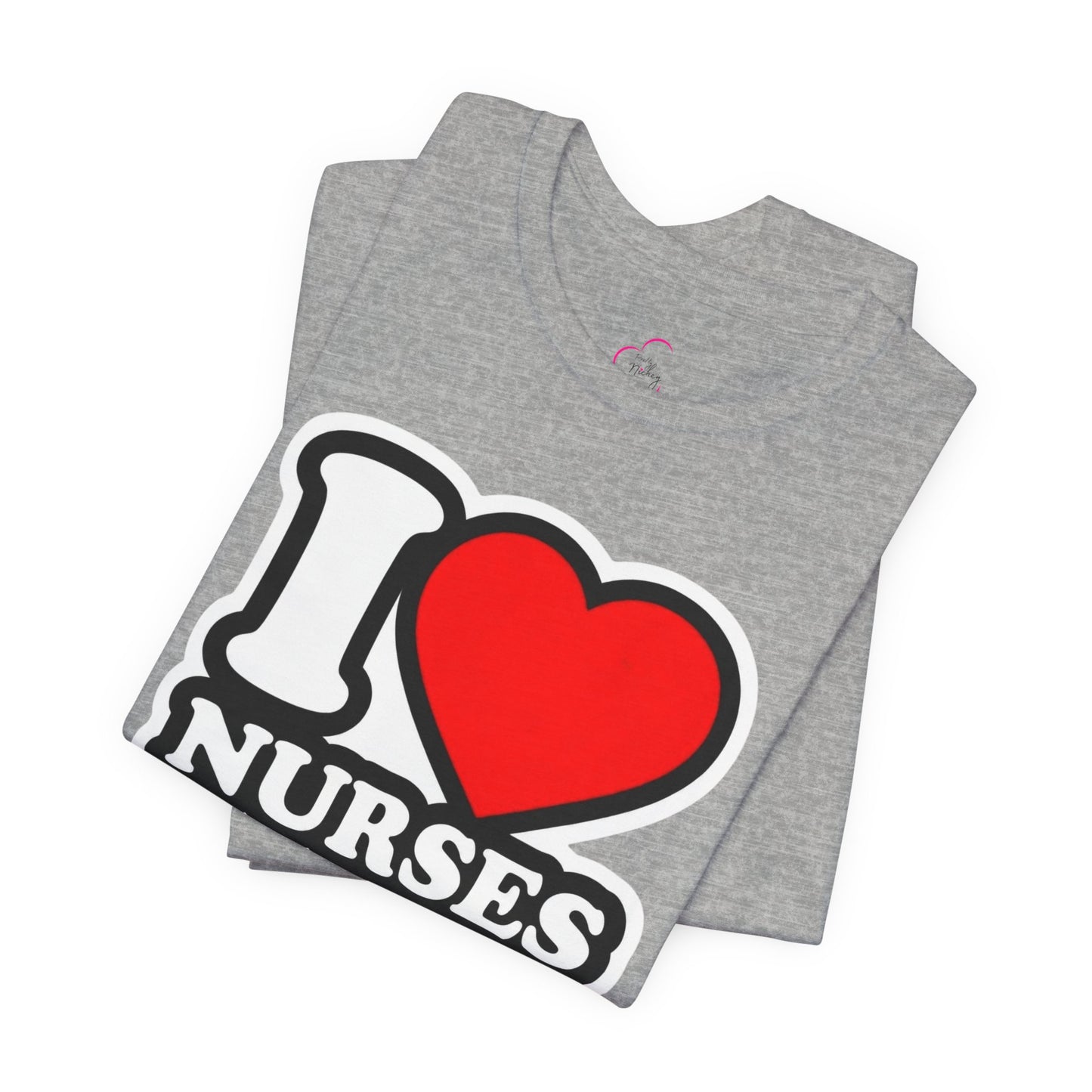 I love nurses faux sticker T-shirt