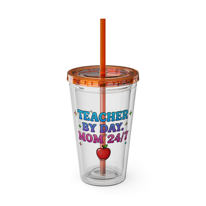 Teacher by day mom 24/7 Clear Insulated Cup