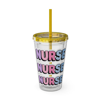 NURSE faux sticker Clear Insulated Cup
