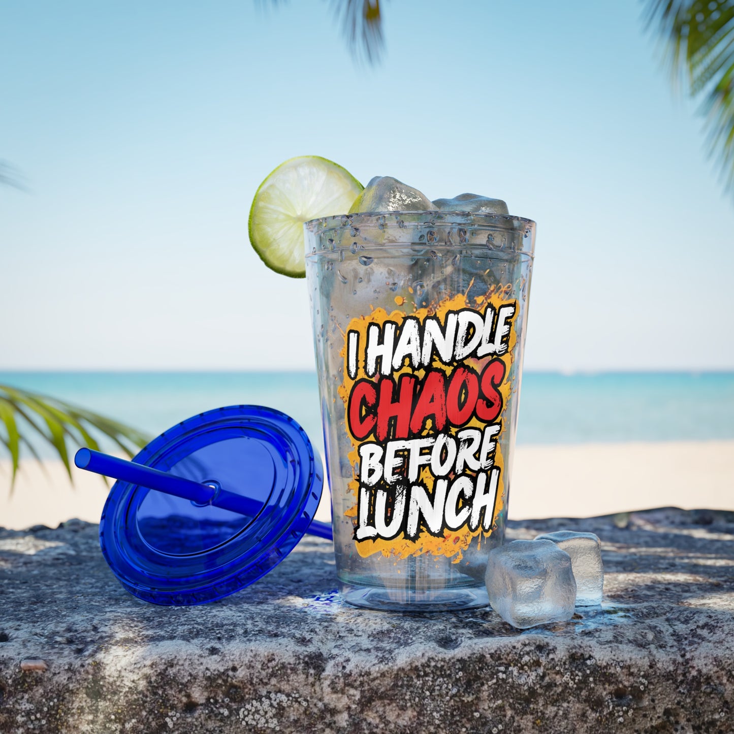 I handle chaos before lunch Clear Insulated Cup