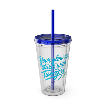 Your glow up starts with my tweezers Clear Insulated Cup
