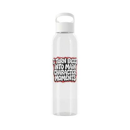 I turn faces into main character moments Water Bottle