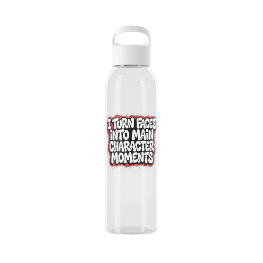 I turn faces into main character moments Water Bottle