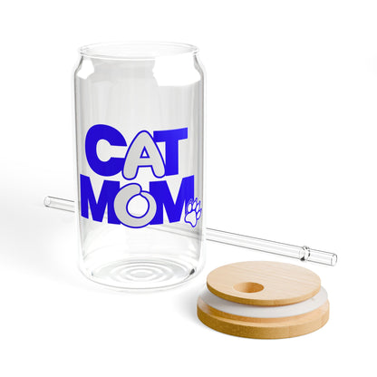 Cat mom blue Sipper Glass