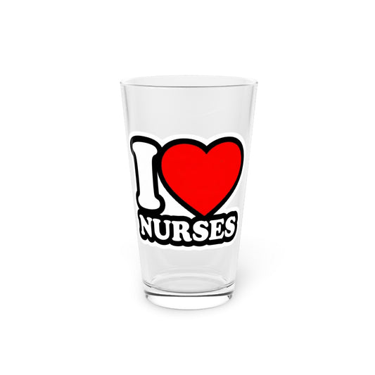 I love nurses faux sticker Beer Glass