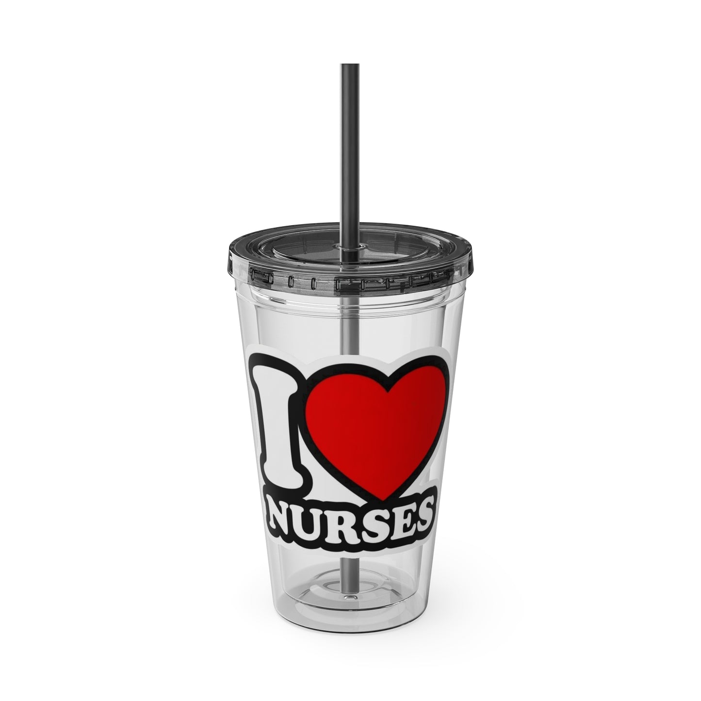 I love nurses faux sticker Clear Insulated Cup