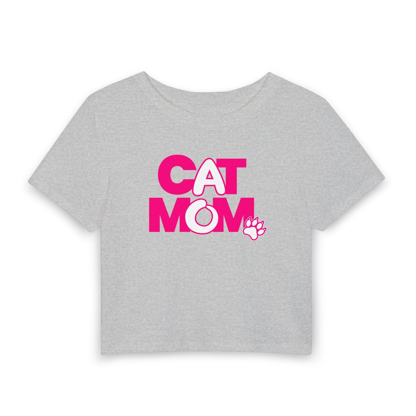 Cat mom pink Crop Tee