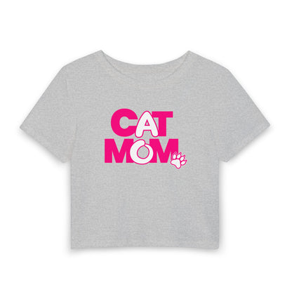 Cat mom pink Crop Tee
