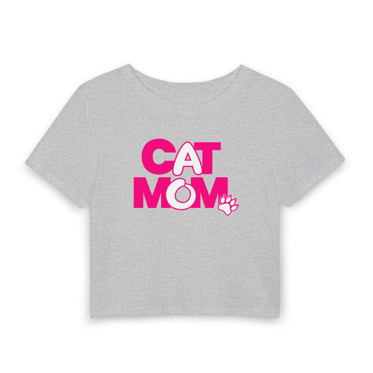 Cat mom pink Crop Tee