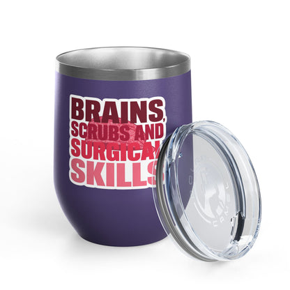 Brains, scrubs and surgical skills pink Tumbler