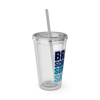 Brains, scrubs and surgical skills blue Clear Insulated Cup