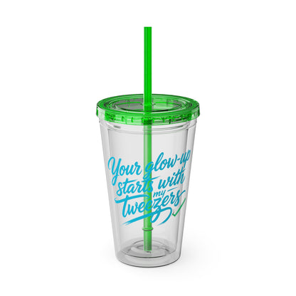 Your glow up starts with my tweezers Clear Insulated Cup