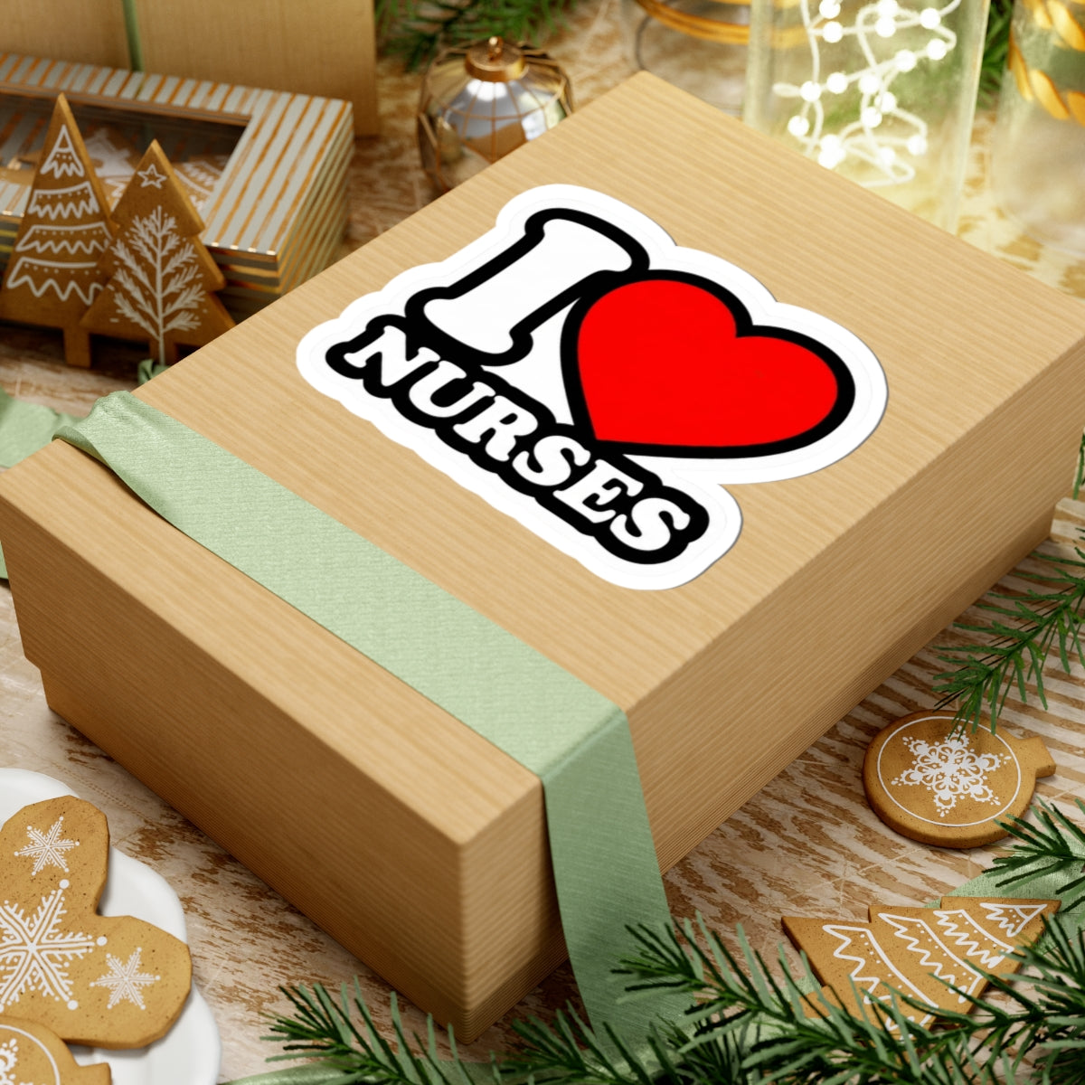 I love nurses faux sticker Sticker