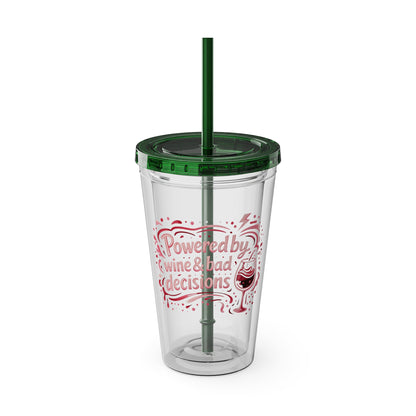 Powered by wine and bad decisions Clear Insulated Cup