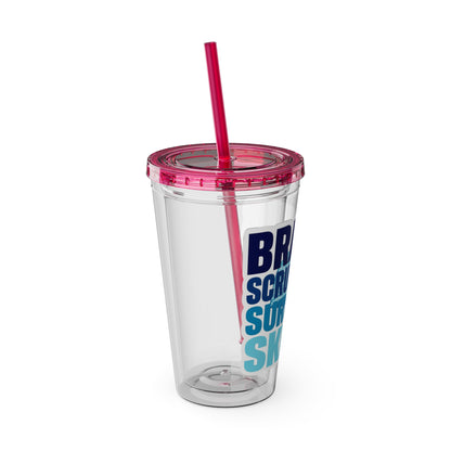 Brains, scrubs and surgical skills blue Clear Insulated Cup