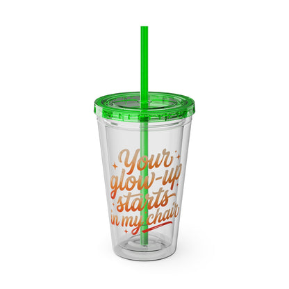 Your glow up starts in my chair Clear Insulated Cup