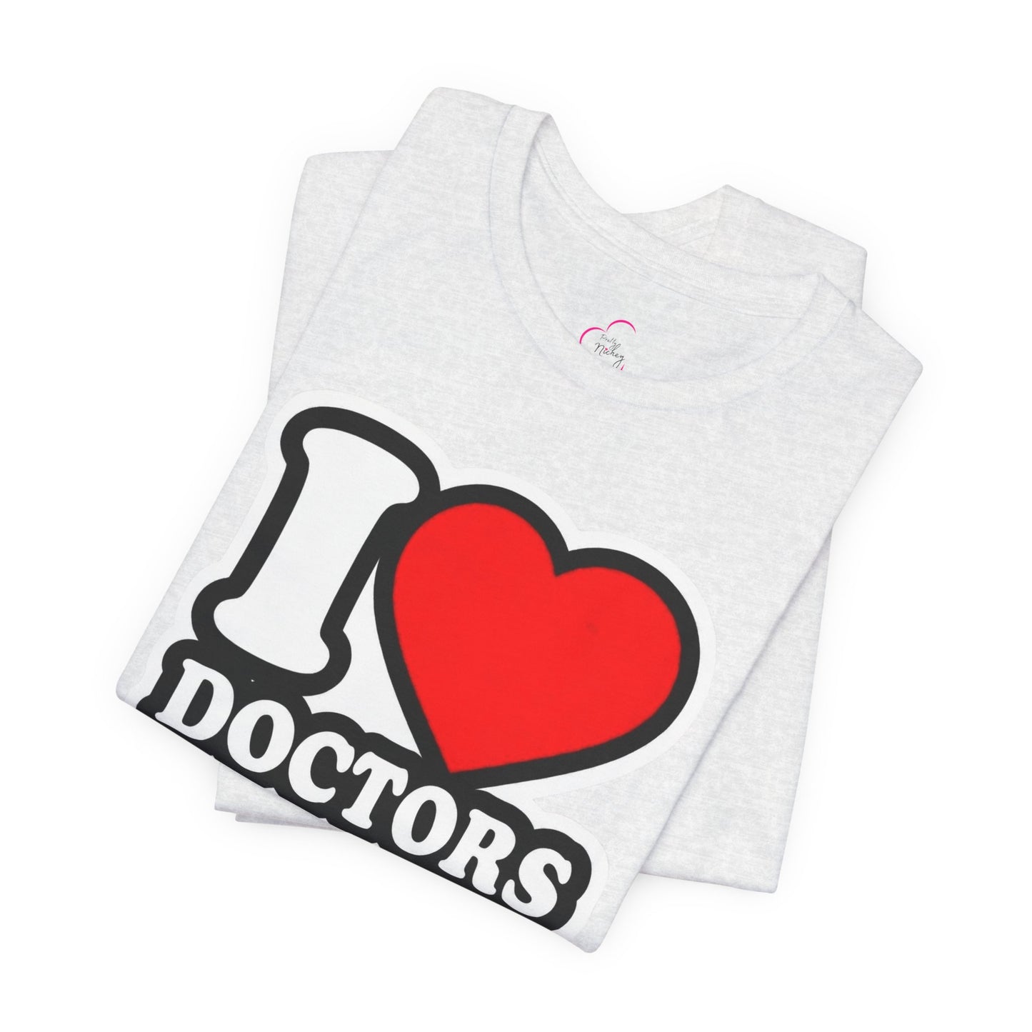 I love doctors faux sticker T-shirt