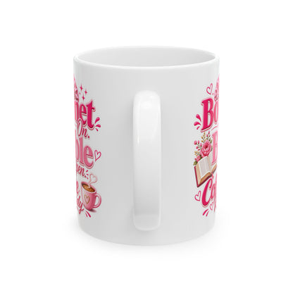 Bonnet on, Bible open, coffee ready Mug