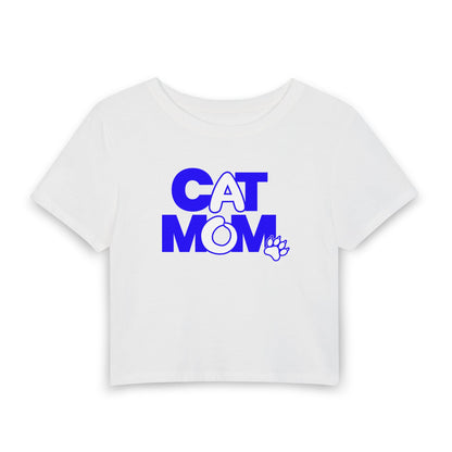Cat mom blue Crop Tee