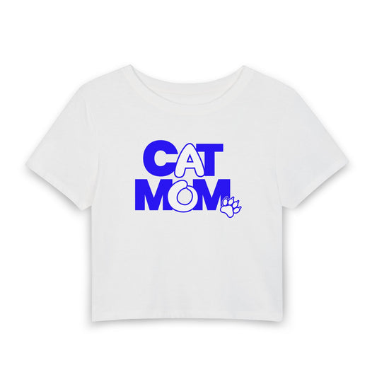Cat mom blue Crop Tee