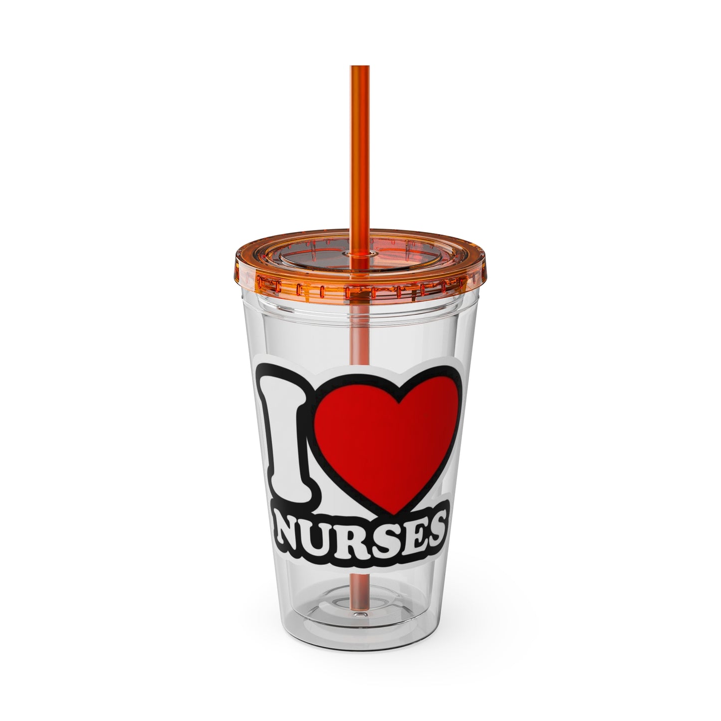 I love nurses faux sticker Clear Insulated Cup