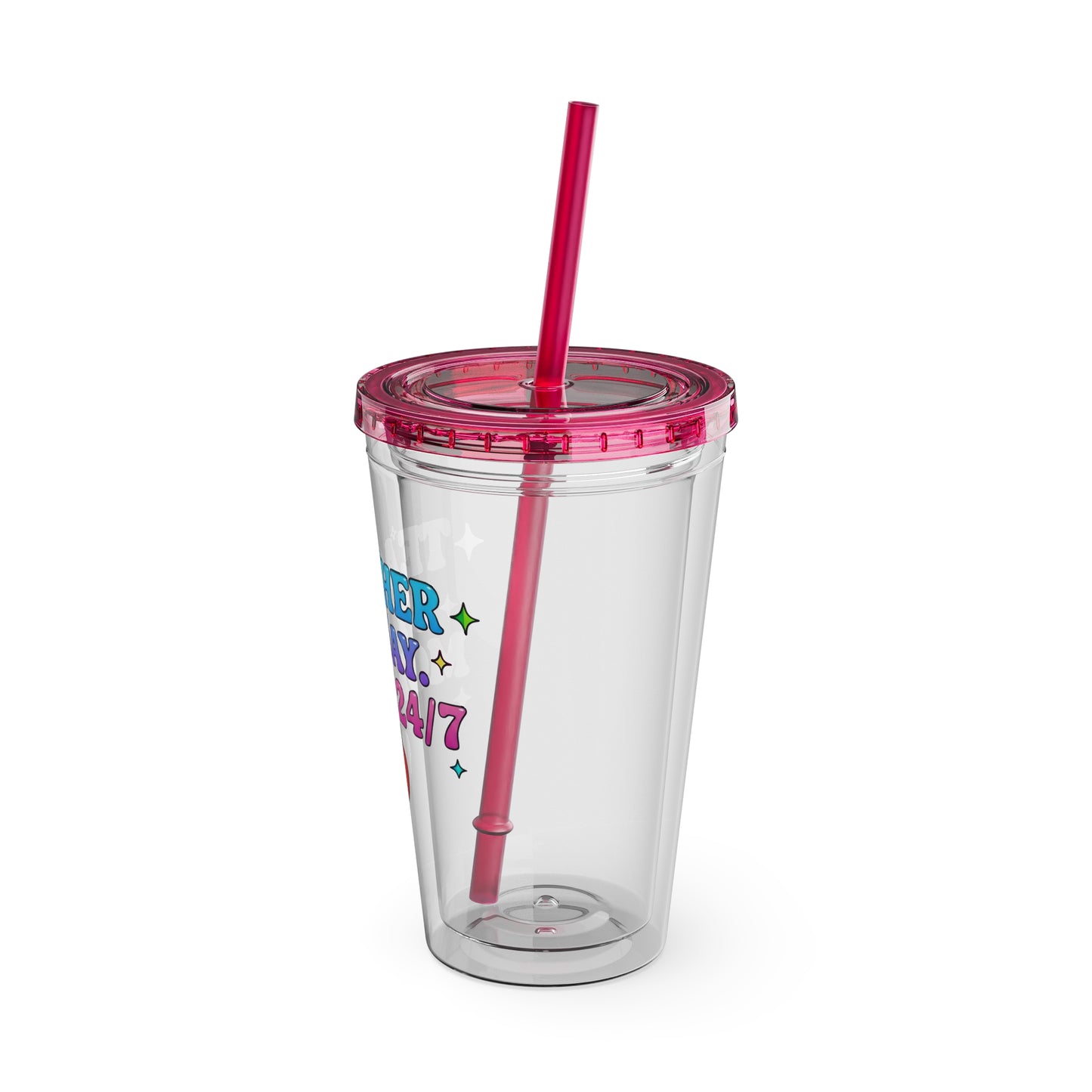 Teacher by day mom 24/7 Clear Insulated Cup