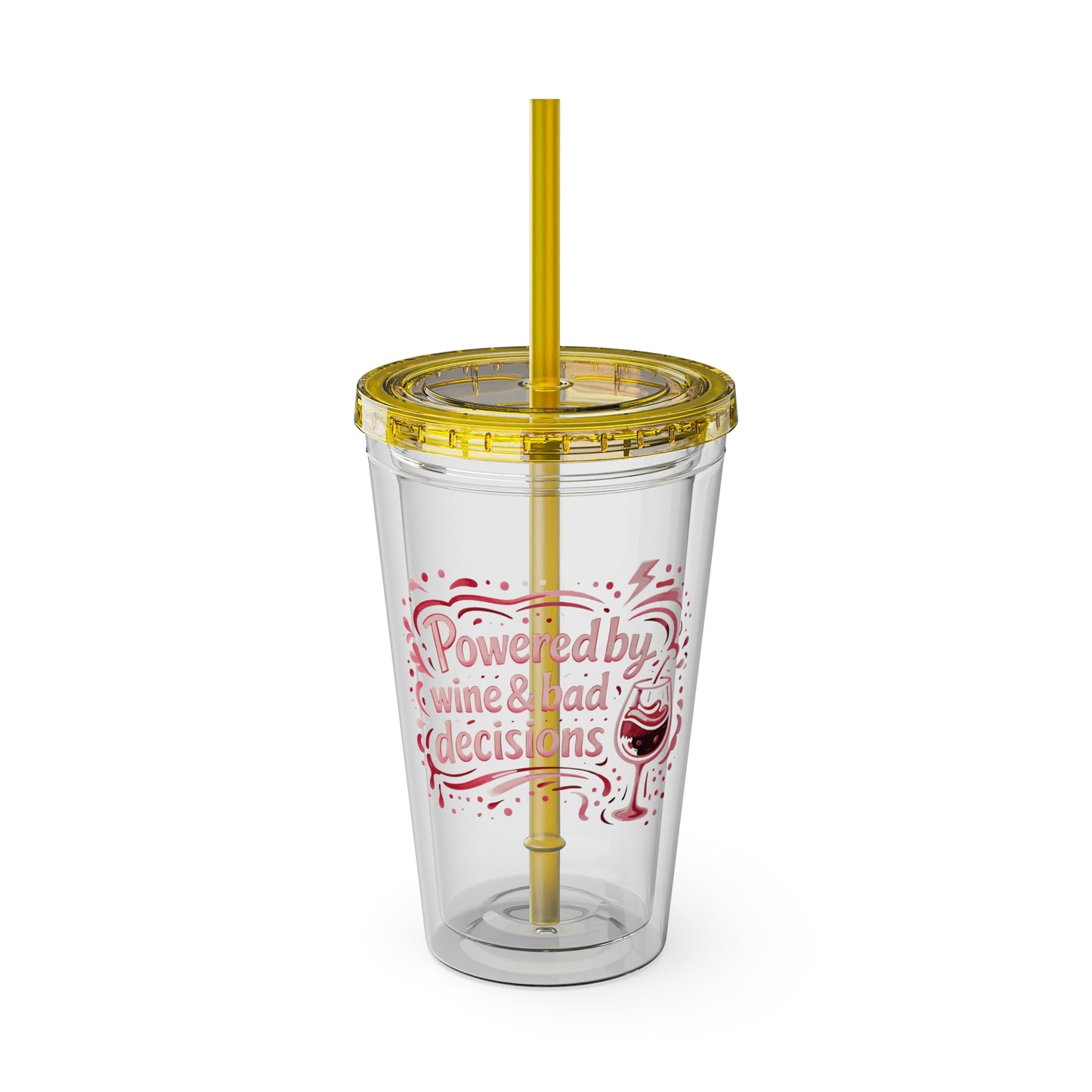 Powered by wine and bad decisions Clear Insulated Cup