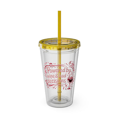 Powered by wine and bad decisions Clear Insulated Cup